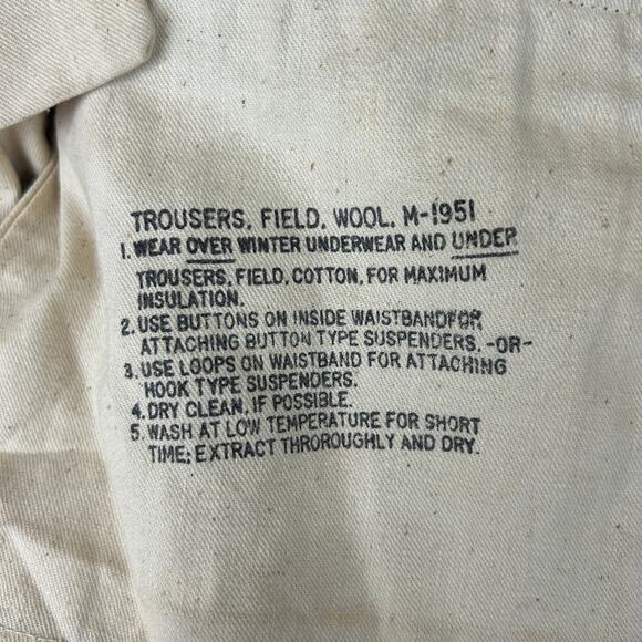 Army Trousers Field Wool M-1951 Olive Green OG 108 28" Inseam Size Medium Short - Picture 10 of 16